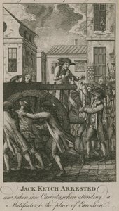 Jack Ketch gearresteerd en in hechtenis genomen (gravure) door English School
