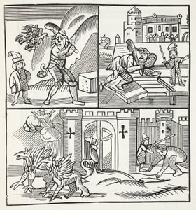 Jack en de Reuzen, illustratie uit Chap-books van de Achttiende Eeuw door John Ashton, uitgegeven 1882 door English School