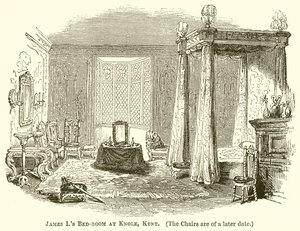 Slaapkamer van James I in Knole, Kent door English School