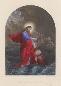 Jezus Christus loopt op de Zee van Galilea door English School