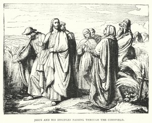 Jezus en zijn Discipelen door het Korenveld (gravure) door English School