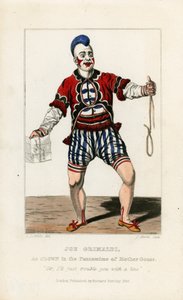 Joe Grimaldi, als clown in de pantomime van Moeder Gans