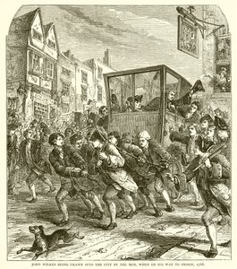 John Wilkes wordt door de Menigte de Stad in getrokken op Weg naar de Gevangenis, 1768 door English School