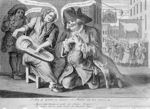 Jan van Gant verliefd, of Mars op zijn knieën, 1749 door English School