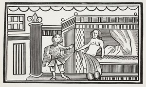 Jozef en zijn meesteres, illustratie uit Chap-books of the Eighteenth Century door John Ashton, gepubliceerd 1882 door English School