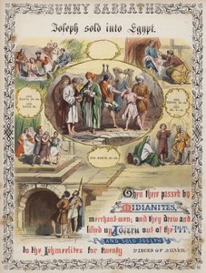 Jozef verkocht naar Egypte (gekleurde gravure)