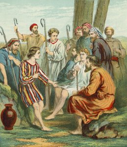 Jozef draagt de veelkleurige jas door English School