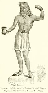 Jupiter Gaulois gevonden in Lyon. (Bronzen figuurtje in het Cabinet de France, nr. 2.929) (gravure)