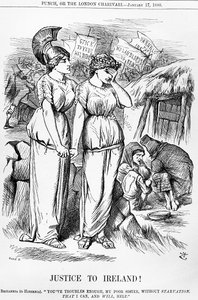 Rechtvaardigheid voor Ierland!, gegraveerd door Joseph Swain, uit Punch, 17 januari 1880 door English School