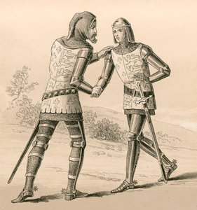 Koning Edward III begroet zijn zoon, de Zwarte Prins, na de slag bij Crecy door English School