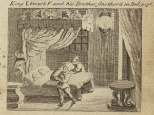 Koning Edward V en zijn broer verstikt in bed door English School