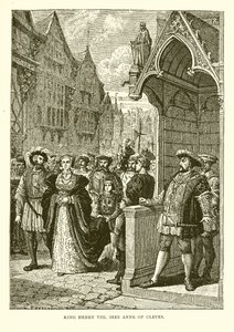 Koning Hendrik VIII ziet Anna van Kleef (gravure) door English School