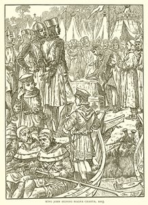 Koning Jan ondertekent de Magna Charta, 1215 door English School