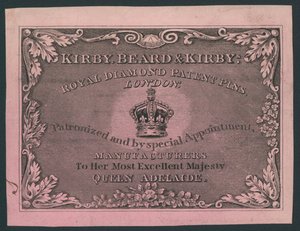 Kirby, Beard en Kirby, Royal Diamond Patent Pins, handelskaart