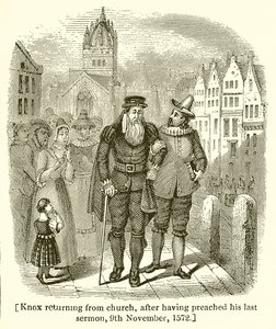 Knox keert terug van de kerk na zijn laatste preek, 9 november 1572 door English School