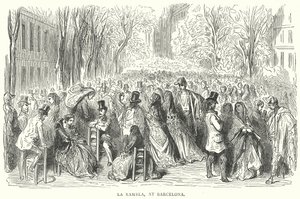 La Rambla, in Barcelona (gravure) door English School