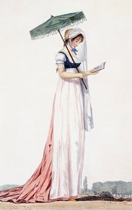 Elegante zomerkleding voor dames met parasol, door Delacourt, 1770 door English School