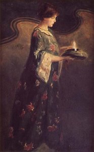 Dame met een kaars, ca. 1890 door English School