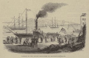 Landing van de Britse Vereniging op Haulbowline Island