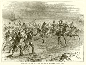 Landing van de hertog van Monmouth bij Lyme Regis, 1685 door English School