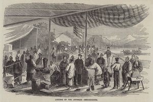 Landing van de Japanse ambassadeurs (gravure)