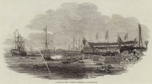 Te Water Laten van de "Alfred" Indiaman, in Blackwall door English School