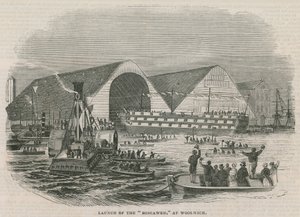 Te water laten van de Boscawen in Woolwich
