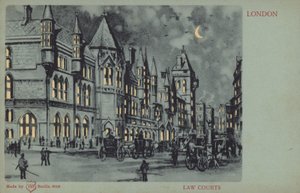 Law Courts, Londen (kleurenlitho) door English School