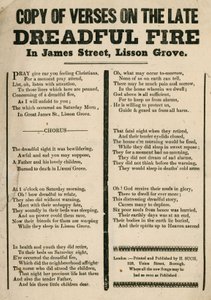 Pamflet met vers over een brand in James Street, Lisson Grove, Londen