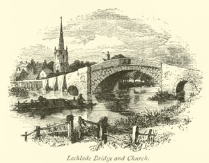 Lechlade brug en kerk door English School