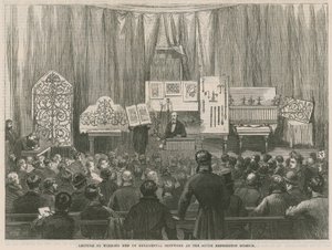 Lezing voor arbeiders over sierijzerwerk in het South Kensington Museum door English School