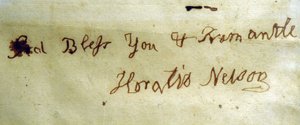Linkshandig Schrift van Admiraal Lord Nelson