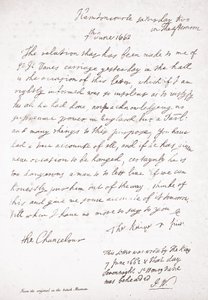 Brief van Karel II aan kanselier Lord Clarendon, 7 juni 1662 door English School