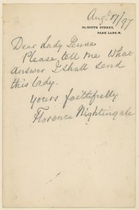 Brief van Florence Nightingale door English School