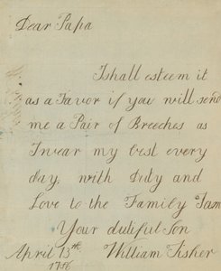 Brief van William Fisher (handtekening)