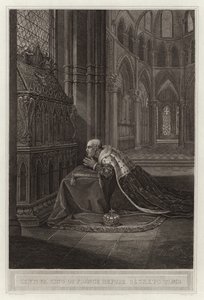 Lodewijk VII koning van Frankrijk voor het graf van Beckett