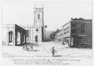 Lichfield, de geboorteplaats van Dr. Johnson (gravure)