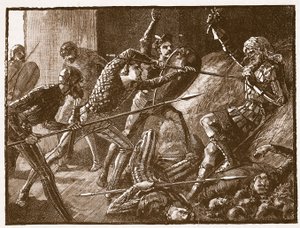 Llewelyns laatste gevecht, illustratie uit Cassells Geïllustreerde Geschiedenis van Engeland