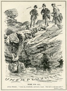 Lloyd George vertelt werkgevers, bankiers en arbeiders samen te werken om werkloosheid te verslaan, 1921