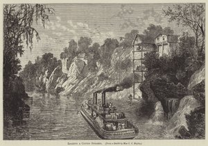 Het laden van een katoenstoomboot (gravure) door English School
