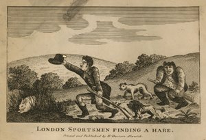 Londense sporters vinden een haas (gravure)