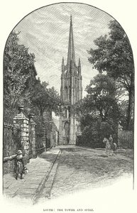Louth: De toren en torenspits (gravure) door English School