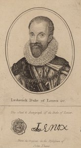 Ludovick Hertog van Lenox; portret en handtekening