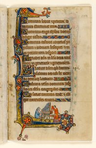 Een orgel bespelen, marginale decoratie uit de Macclesfield Psalter, Gebruik van Sarum, Oost-Anglia, ca. 1330 door English School