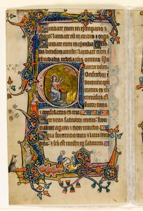 Jesaja die bidt, gehistorieerde initiaal uit de Macclesfield Psalter, Gebruik van Sarum, Oost-Anglia, ca. 1330