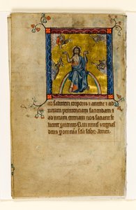 MS 1-2005, fol. 8v: Christus in oordeel, miniatuur uit de Macclesfield Psalter, Gebruik van Sarum, Oost-Anglia, c.1330 door English School