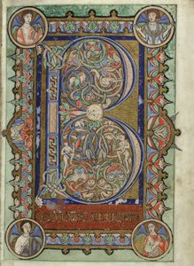 MS Hunter 229 f.22r uit de Hunterian Psalter, c.1170 door English School