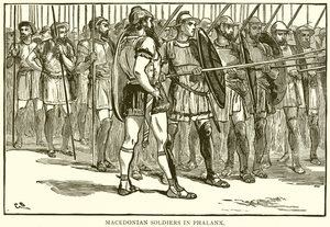 Macedonische Soldaten in Falanks door English School