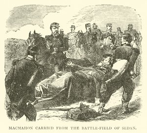 Macmahon van het slagveld van Sedan gedragen, september 1870 door English School