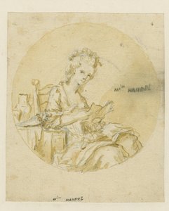 Madame Handel, midden 19e eeuw (pen & inkt en was op papier)